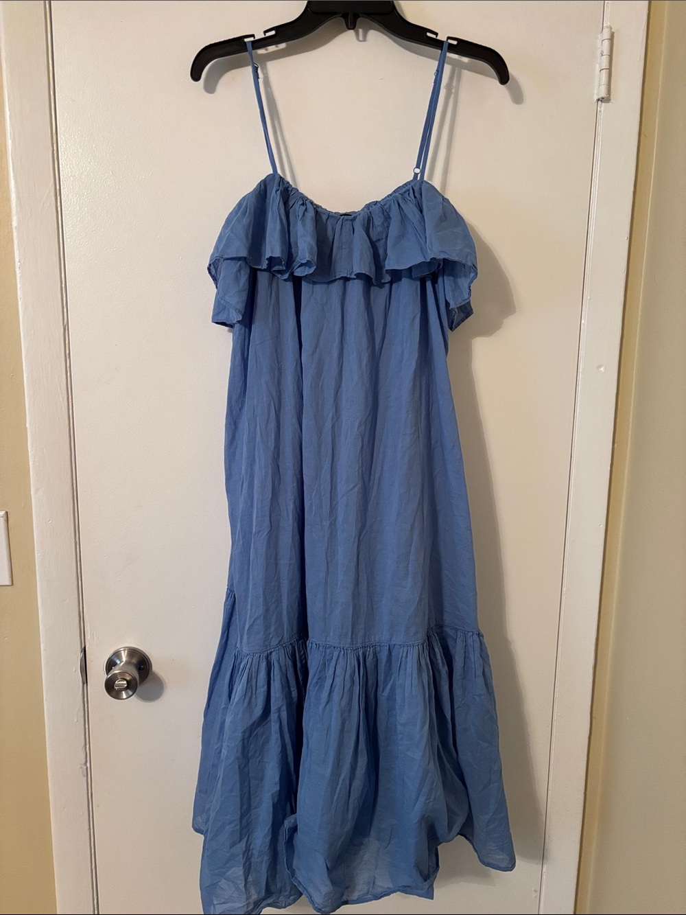 J. Crew Dusty Blue Ruffle-Tier Midi Dress